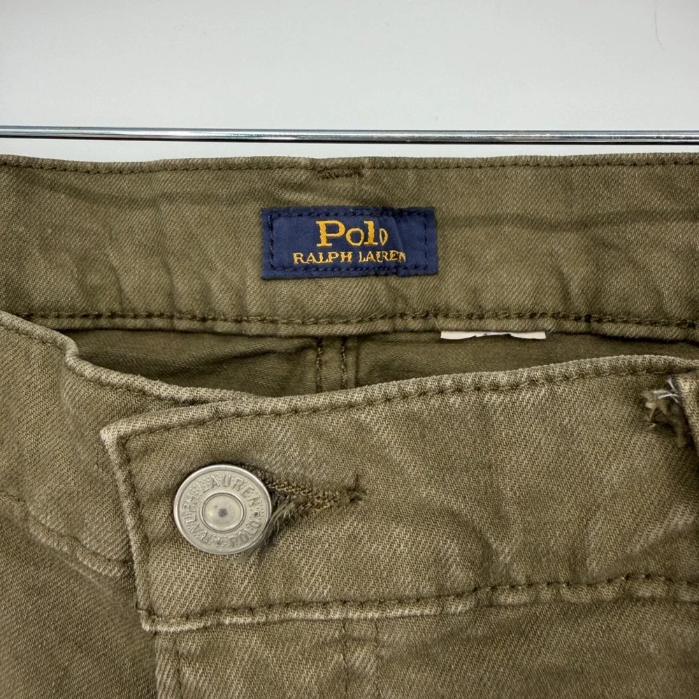 Polo Ralph Lauren 38x32 (39x31.5) Olive Green Stretch Cotton Straight Leg Jeans